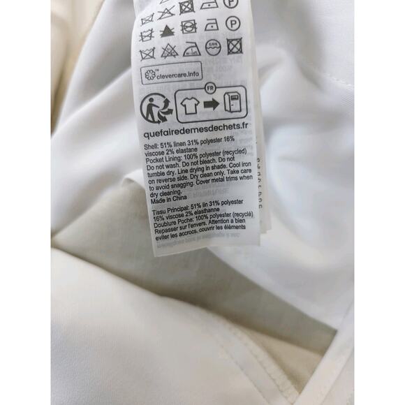 AllSaints Whitney Linen Blend Straight Ankle Trousers Women 4 Neutral Beige - Picture 10 of 15